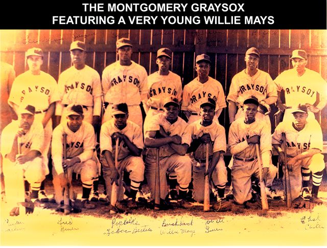 MONTGOMERY GRAY SOX (CIRCA 1947) PHOTO T-SHIRT FEATURING WILLIE MAYS