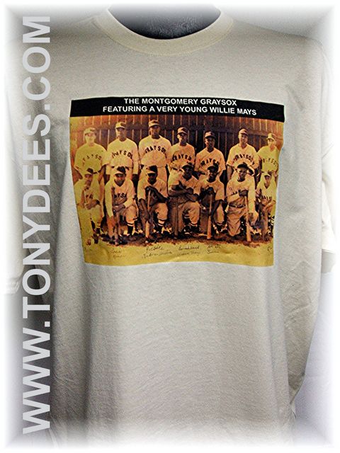 MONTGOMERY GRAY SOX (CIRCA 1947) PHOTO T-SHIRT FEATURING WILLIE MAYS