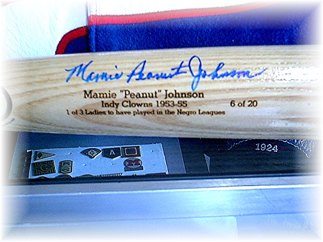 MAMIE JOHNSON AUTOGRAPHED & ENGRAVED BAT